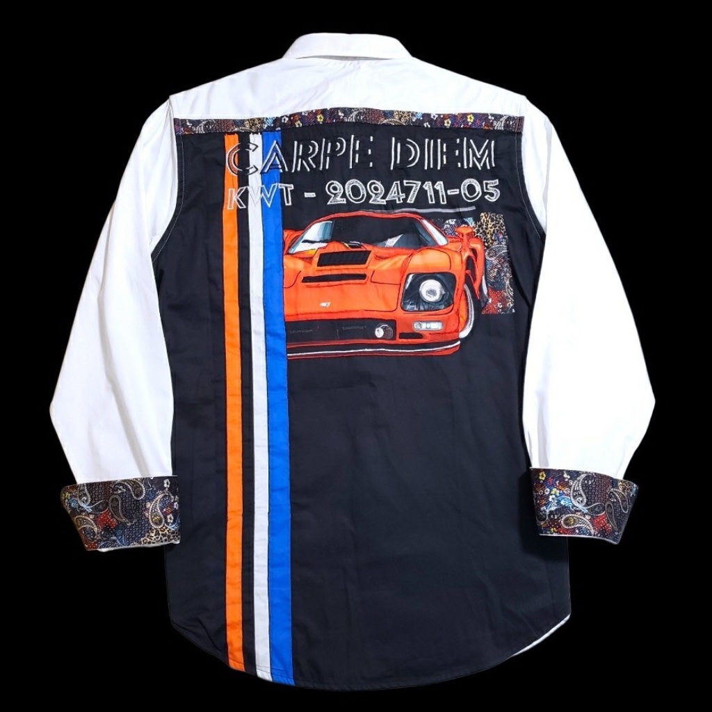 Robert Graham Embroidery Sports Car Theme Medium Striking Graphic Shirt $258